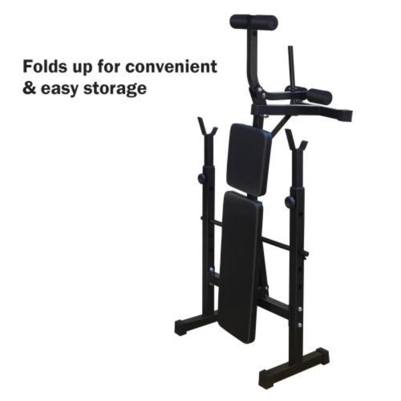 OLYMPIC FULL BODY WORKOUT WEIGHT BENCH PRESS WITH SQUAT RACK