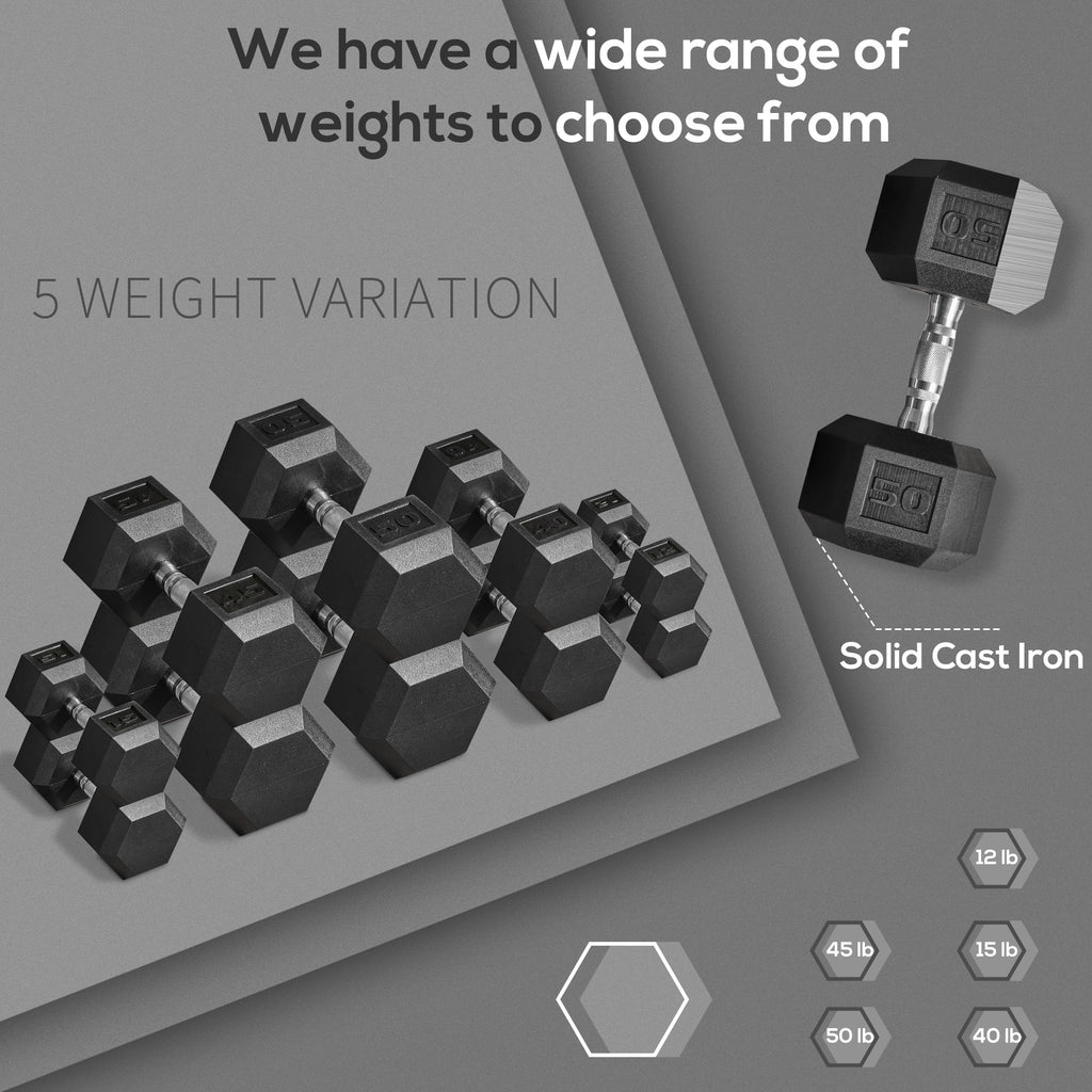 2 X 50 LBS HEX DUMBBELL COATED WEIGHTS FOR HOME GYM