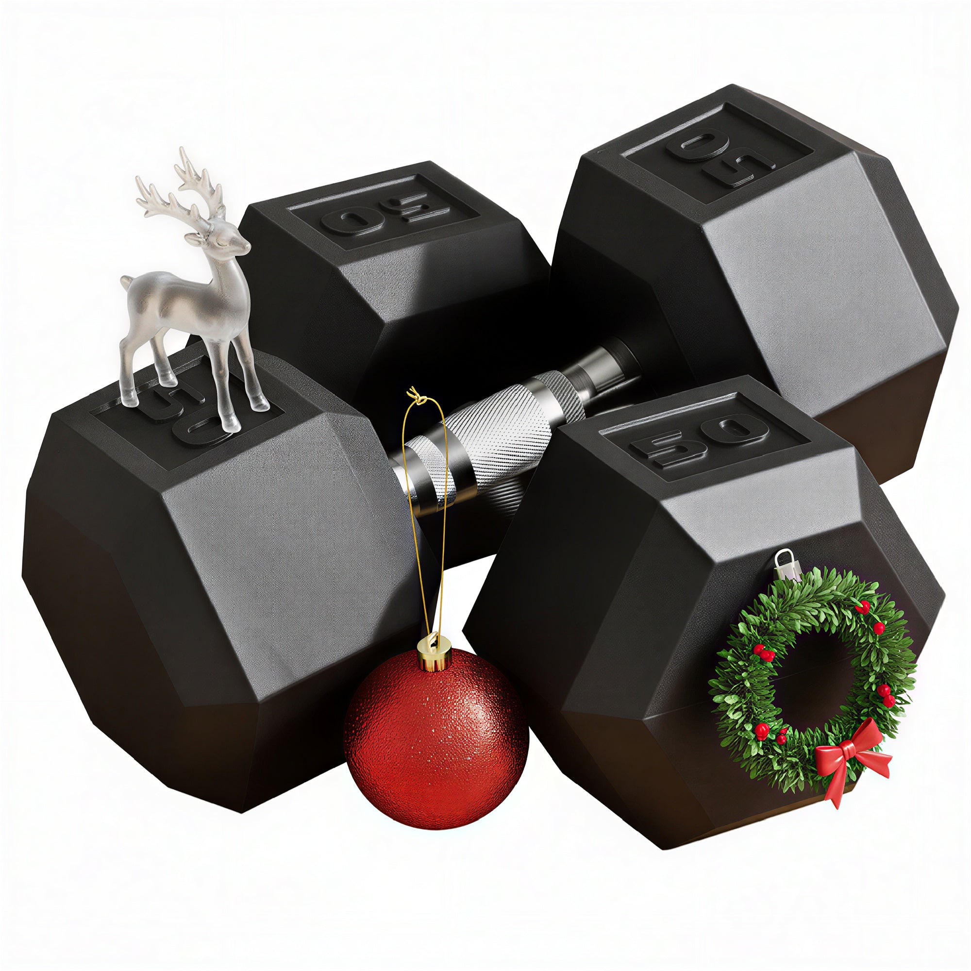 2 X 50 LBS HEX DUMBBELL COATED WEIGHTS FOR HOME GYM