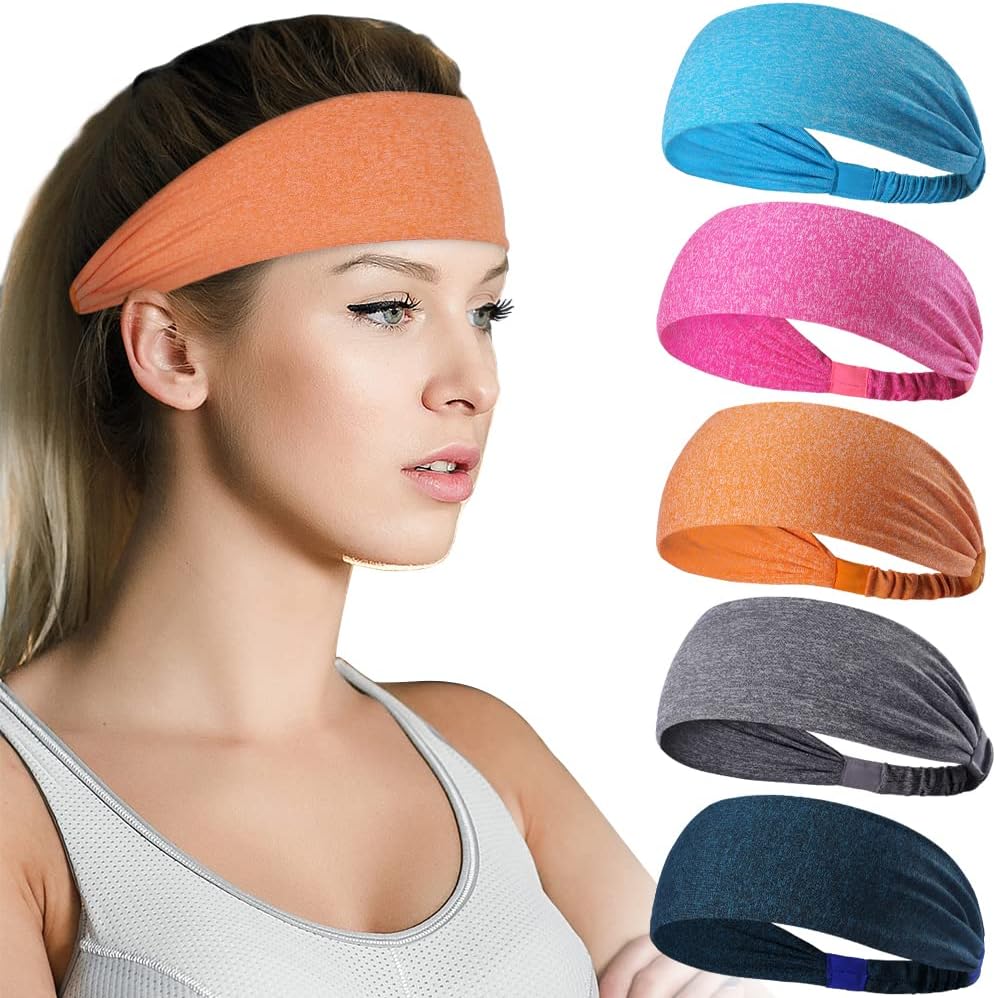 5-PACK UNISEX SPORTS SWEATBAND HEADBANDS