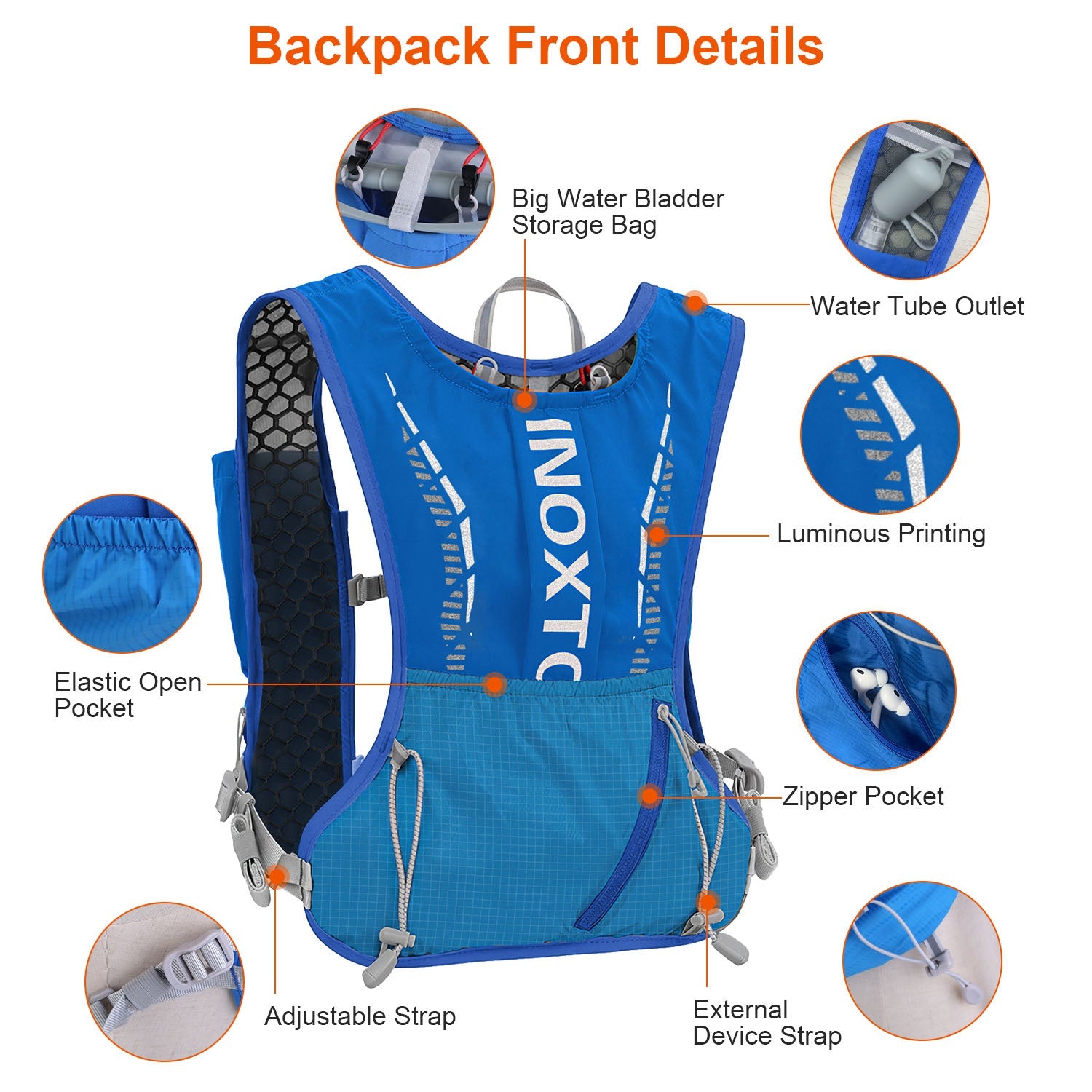 RUNNING HYDRATION VEST ADJUSTABLE BACKAPCK