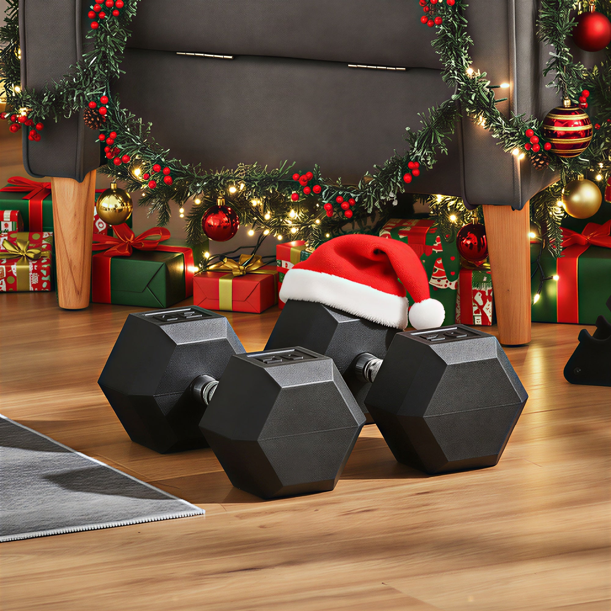 2 X 50 LBS HEX DUMBBELL COATED WEIGHTS FOR HOME GYM