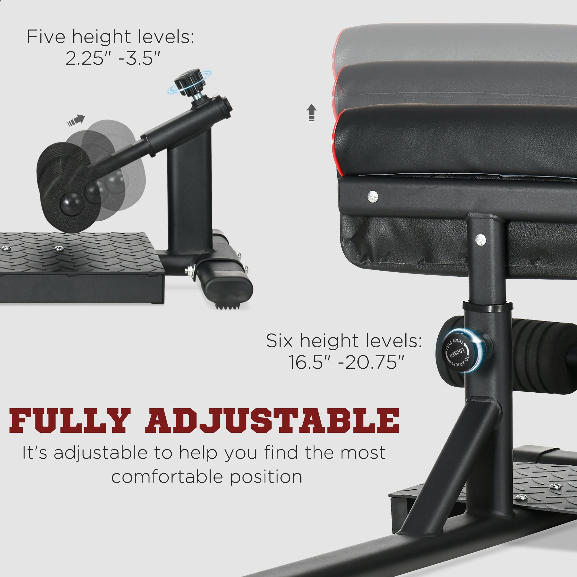 ADJUSTABLE SQUAT MACHINE EQUIPMENT WITH PADDED ROLLERS