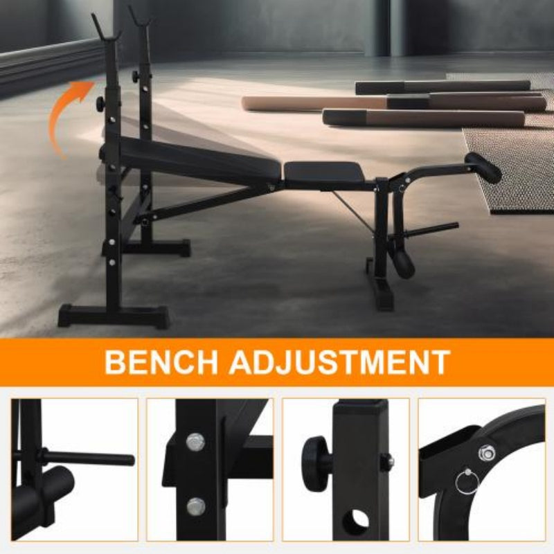 OLYMPIC FULL BODY WORKOUT WEIGHT BENCH PRESS WITH SQUAT RACK